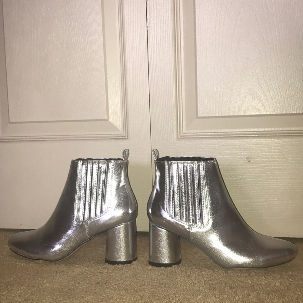 Metallic Faux Leather Booties